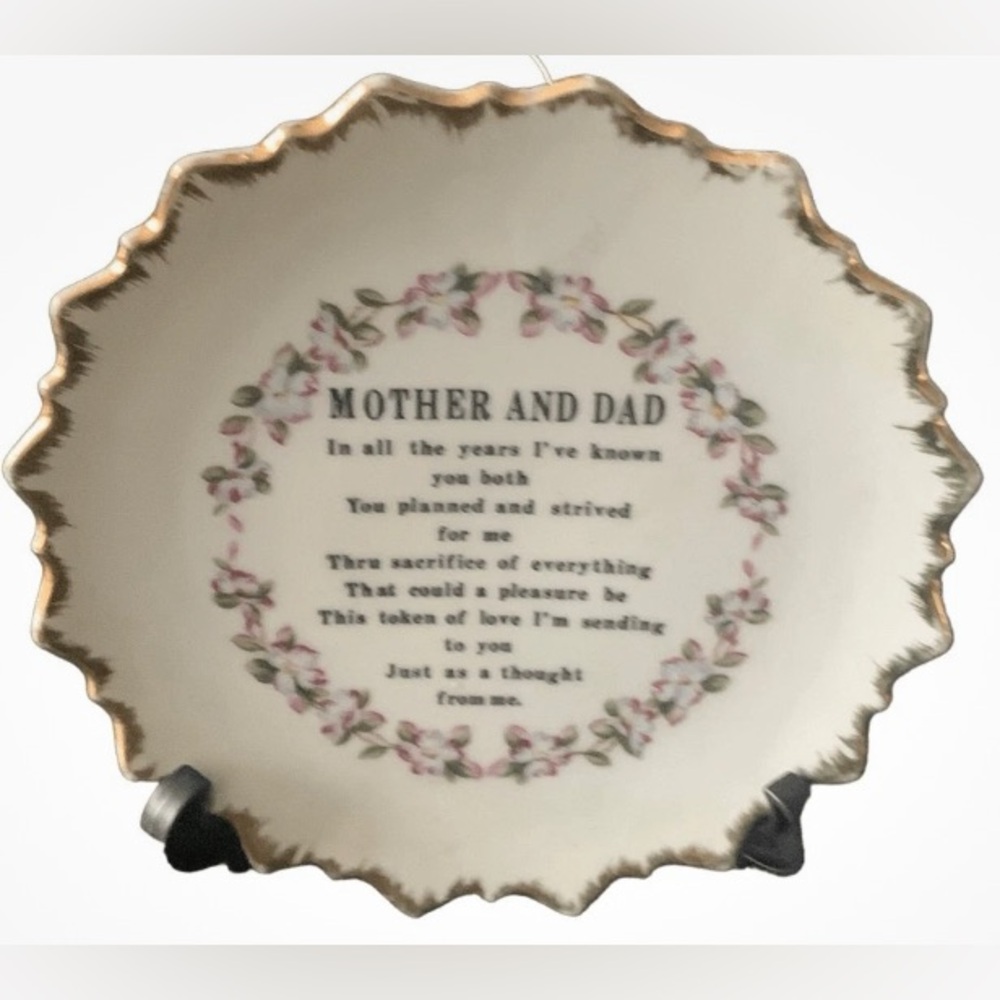 Vintage Mom Dad Love Appreciation Gift Wall Collector Plate by Arrow Jersey City